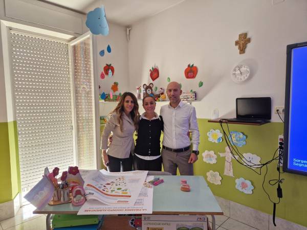 Scuola dell’Infanzia Sant’Antonio di Padova, i bambini a lezione di igiene orale.
