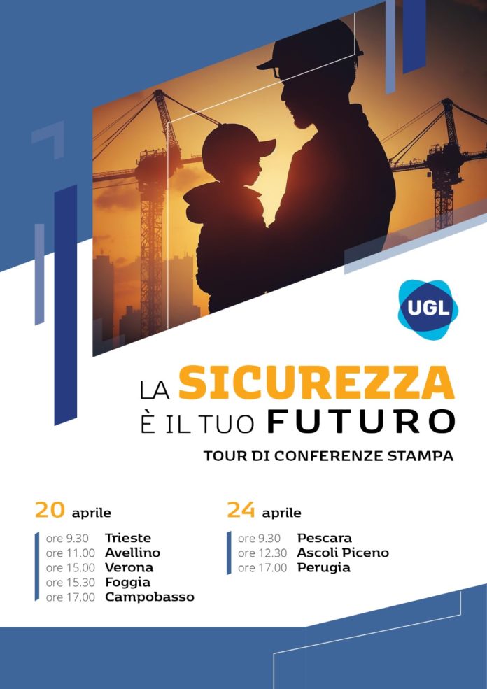 Sicurezza sul lavoro, domani il tour dell’Ugl fa tappa a Campobasso