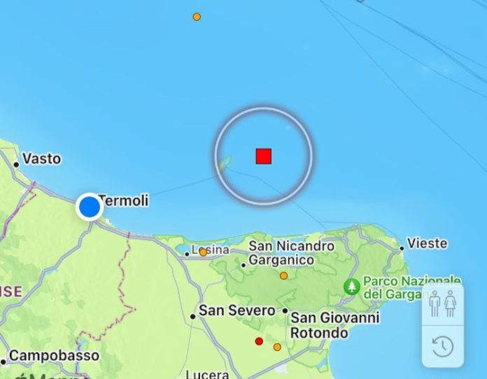 Scossa di 4.2 in mare, trema anche la costa molisana