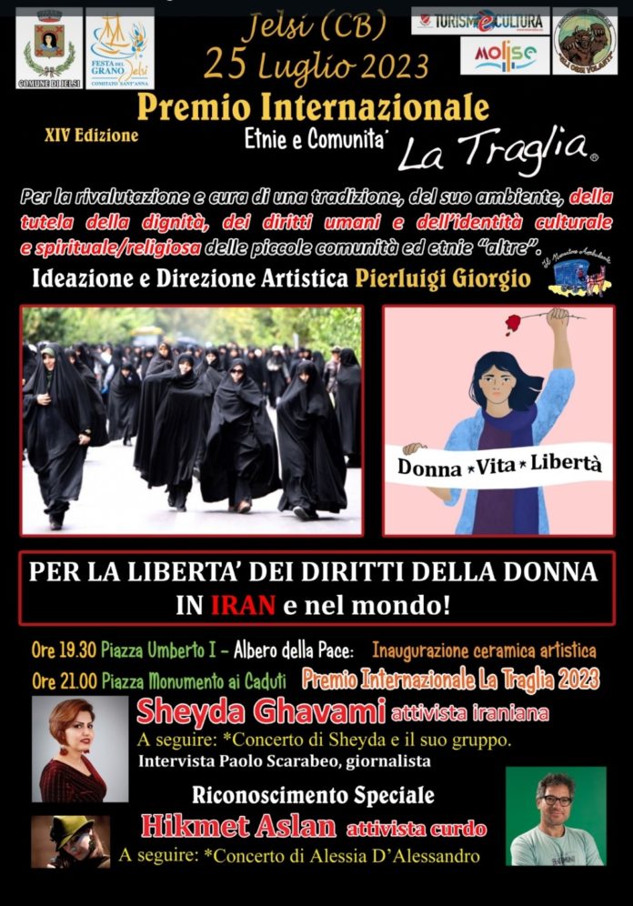 Jelsi, premio La Traglia all’attivista iraniana Sheyda Ghavami