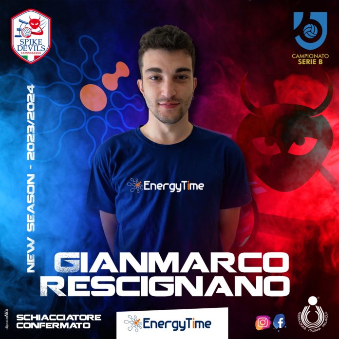 Volley, Serie B, EnergyTime Spike Devils, anche Rescignano resta in rossoblù per dar vita ad un reparto di schiacciatori di prima fascia