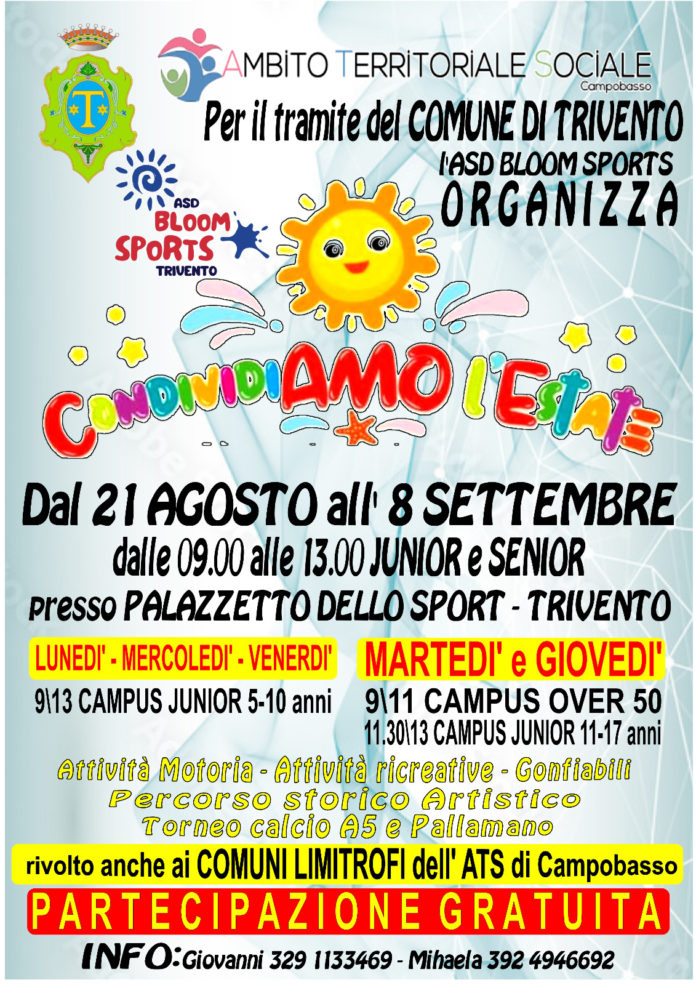“CondividiAMO l’estate”, al via il campus organizzato dal Comune di Trivento