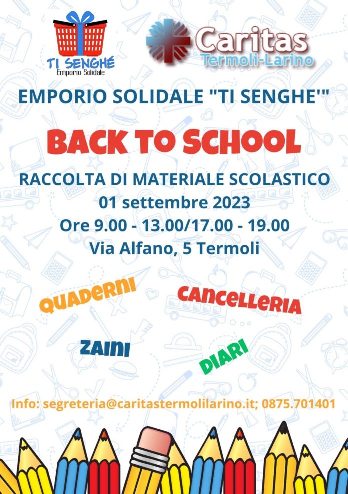 Raccolta di materiale scolastico per l’emporio solidale Caaritas Ti Senghé di Termoli