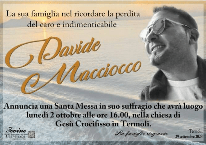 Una messa per ricordare Davide Macciocco