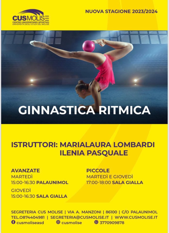 Cus Molise, Ginnastica Ritmica, si riparte a caccia di ulteriori conferme