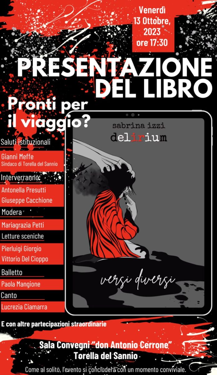 Torella del Sannio, presentazione del nuovo libro di Sabrina Izzi “Delirium”