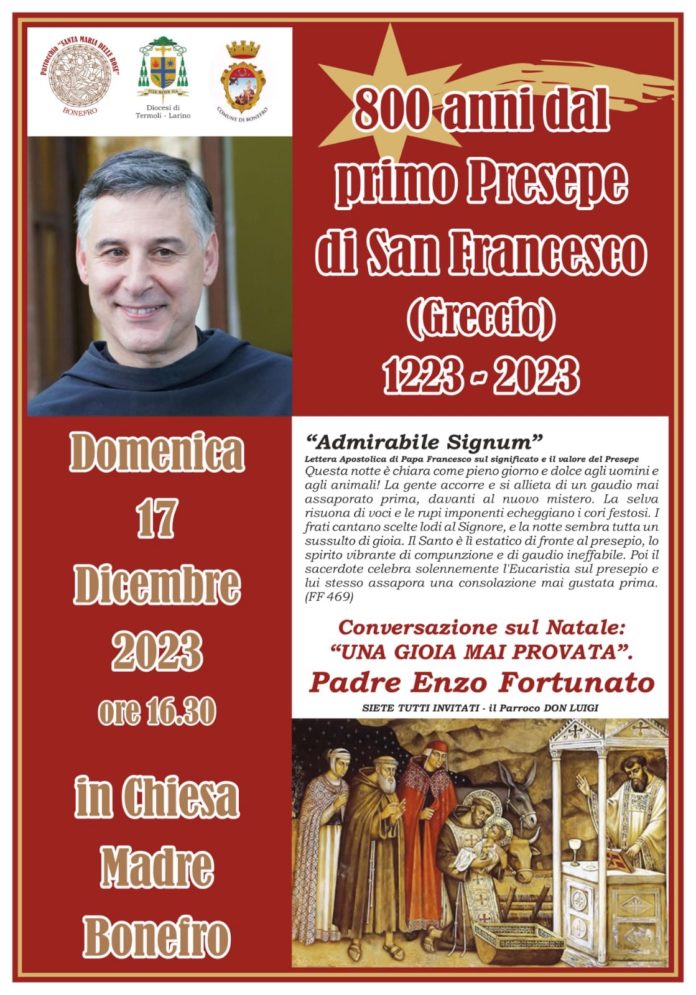800 anni dal primo presepe di San Francesco, a Bonefro padre Enzo Fortunato