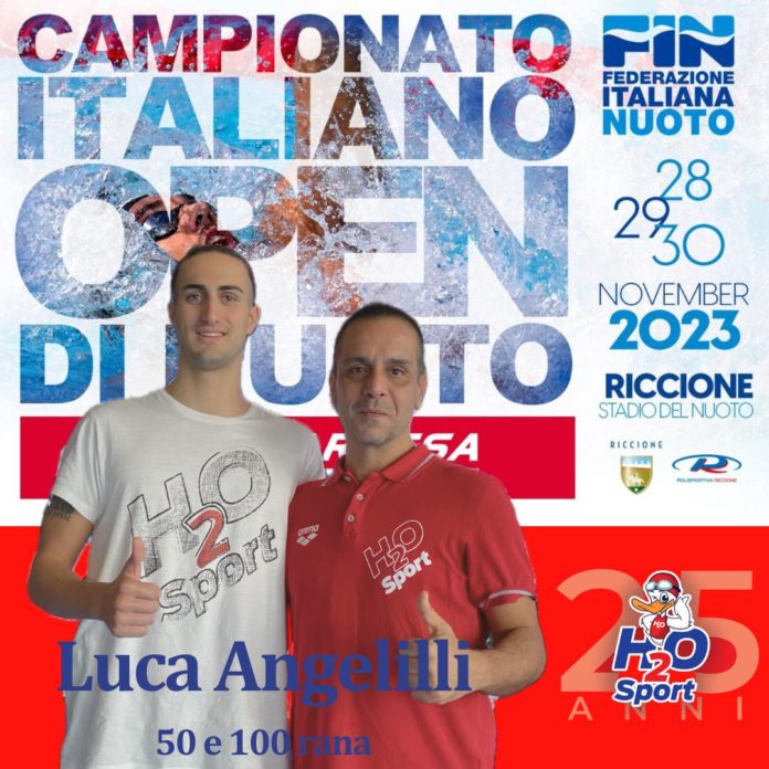 Nuoto, campionati italiani di Riccione, ottimi piazzamenti per l’atleta dell’H2O Sport, Luca Angelilli