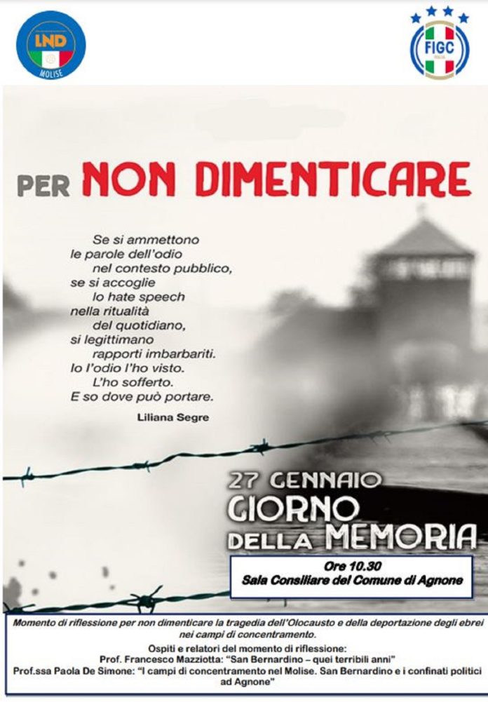 Agnone, per non dimenticare: giornata di riflessione sull’olocausto
