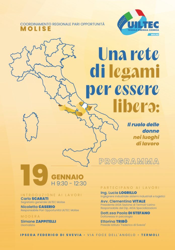 Termoli:”Ruolo delle donne nei luoghi di lavoro” la UILTEC organizza un incontro all’Istituto Ipseoa di Termoli