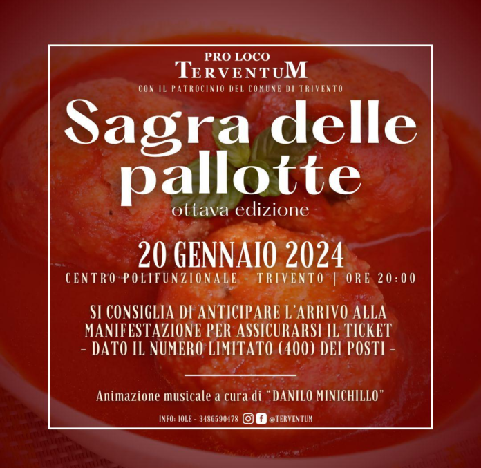 Ottava sagra delle “Pallotte”, organizza la Pro loco Terventum