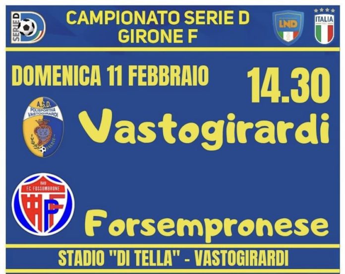 Calcio, Serie D, il Vastogirardi attende il Fossombrone per il recupero della terza di ritorno. Il Matese alla ricerca del nuovo staff tecnico