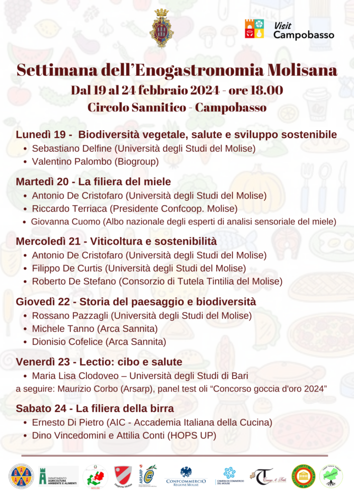 A Campobasso dal 19 febbraio al via la settimana dell’enogastronomia molisana