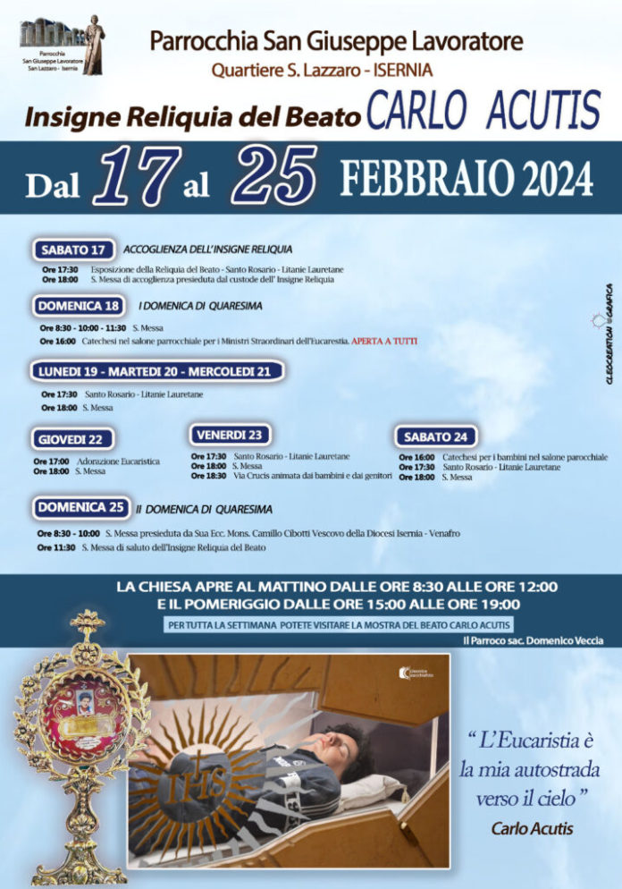 Isernia, a San Lazzaro tutto pronto per accogliere la reliquia del Beato Carlo Acutis