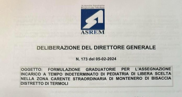 Il sindaco Simona Contucci:”Finalmente a Montenero di Bisaccia arriva il pediatria.”