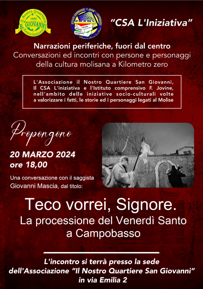 “Teco vorrei”, processione del Venerdì Santo e Settenario: Giovanni Mascia illustra storia e nuovi risvolti in un incontro a Campobasso
