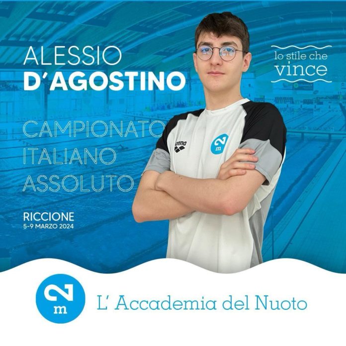 Nuoto, Ottimo esordio per Alessio D’Agostino in vasca ai Campionati Italiani Assoluti