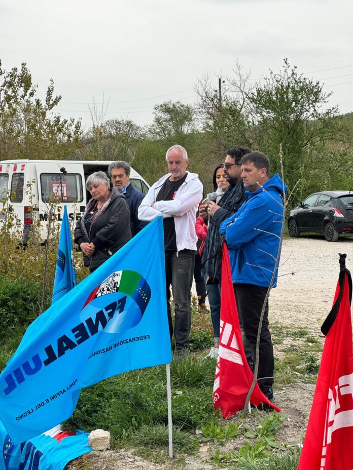 Sicurezza sul lavoro, manifestazione Cgil e Uil davanti alla Hidelberg a Guardiaregia per ricordare l’operaio morto