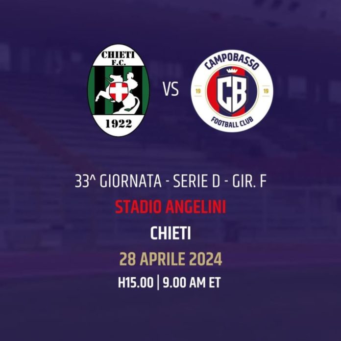 Calcio, Serie D, verso Chieti – Campobasso, sold out il settore dei tifosi rossblù, previsto un maxi schermo in zona Selvapiana. Termoli – L’Aquila sfida decisiva al Cannarsa