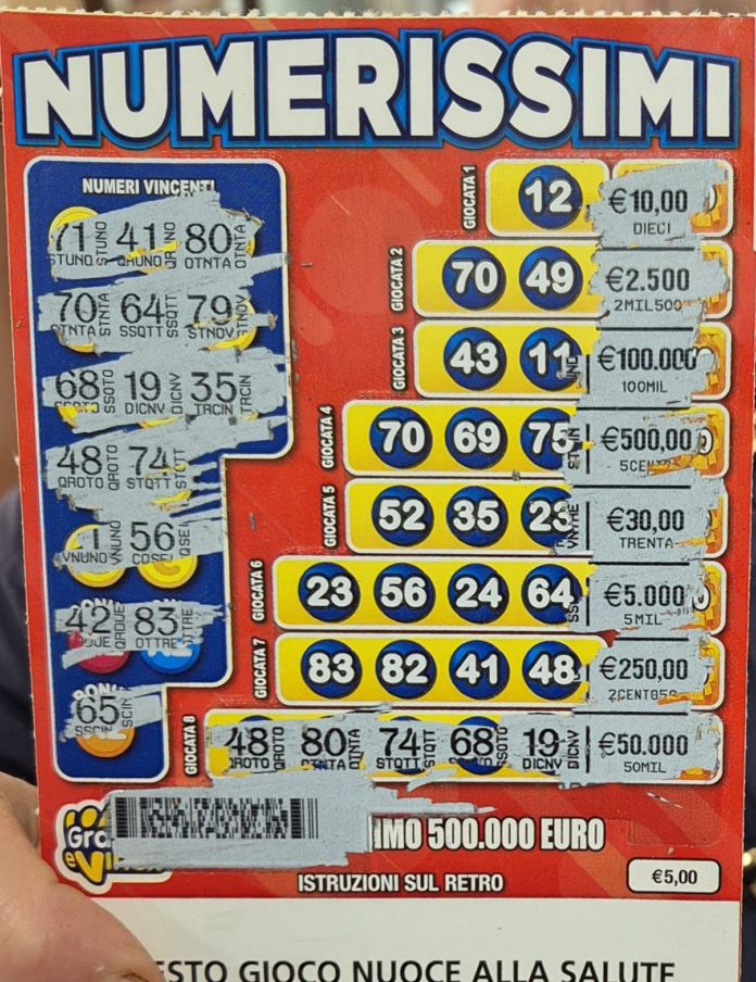 La Dea Bendata bacia Isernia, vinti 50mila euro con un Gratta&Vinci