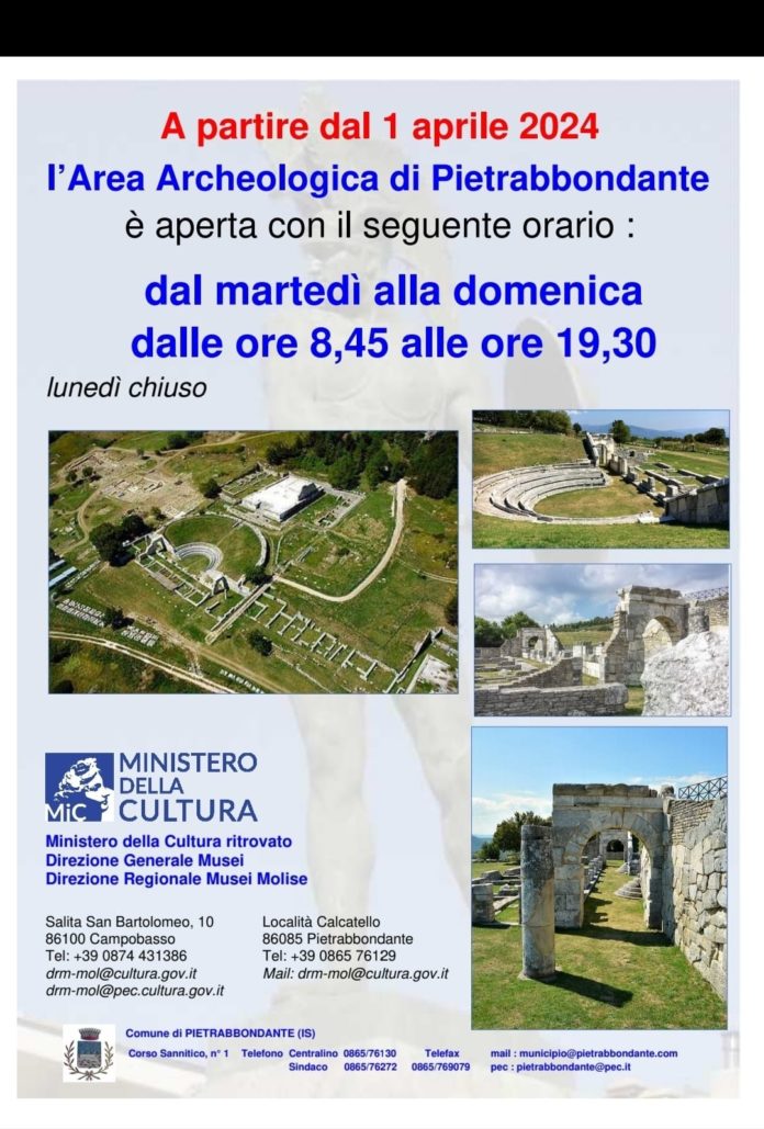 Parco Archeologico di Pietrabbondante, nuove aperture giornaliere Parco archeologico di pietrabbondante