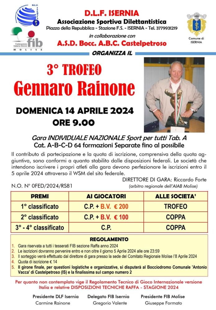Bocce, 134 atleti al via al 3° Trofeo Gennaro Rainone