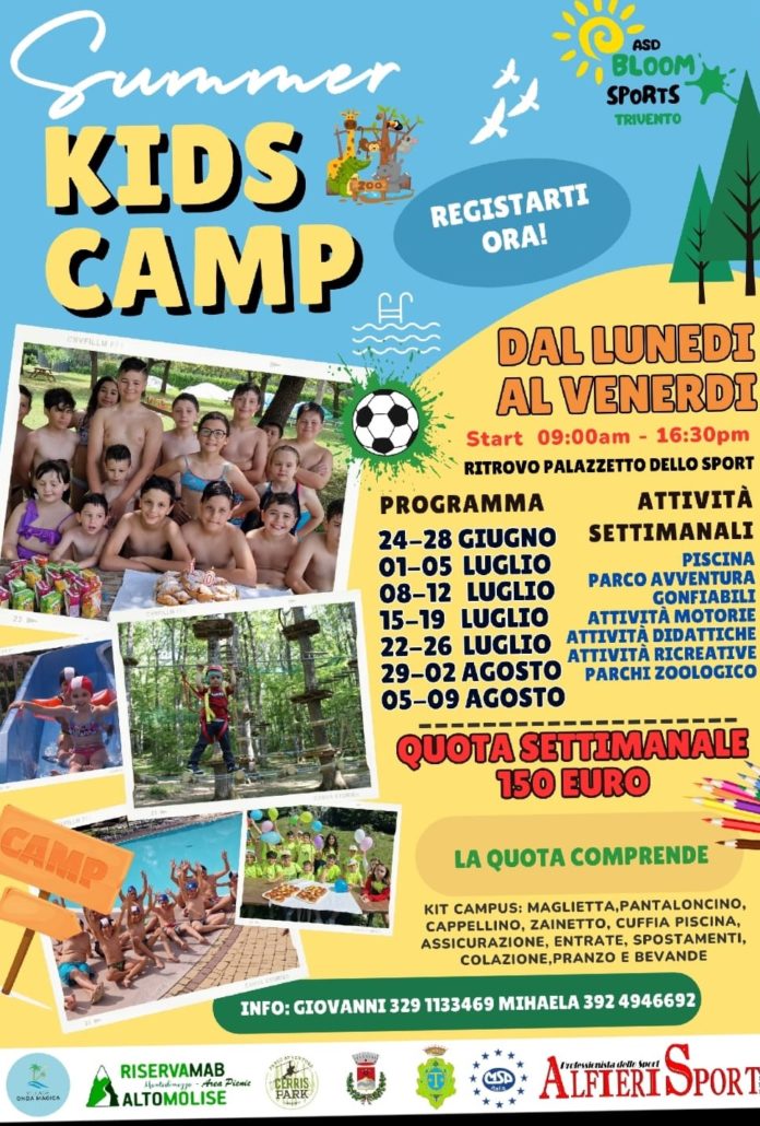 “Summer Kids Camp”, al via il programma estivo per i più giovani dell’Asd Bloom Sports Trivento