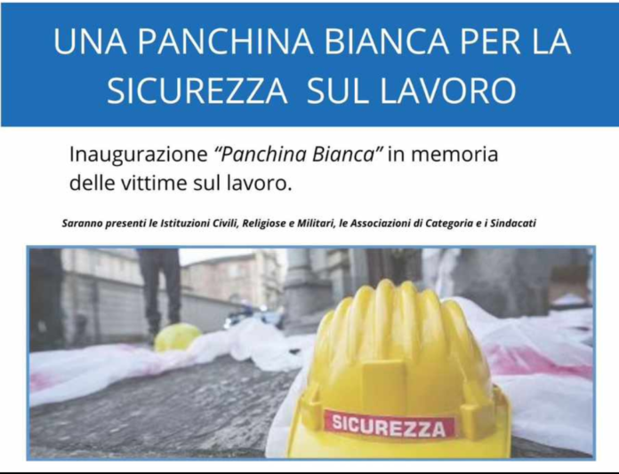 Una panchina bianca per la sicurezza sul lavoro, l’inaugurazione a Montefalcone nel Sannio