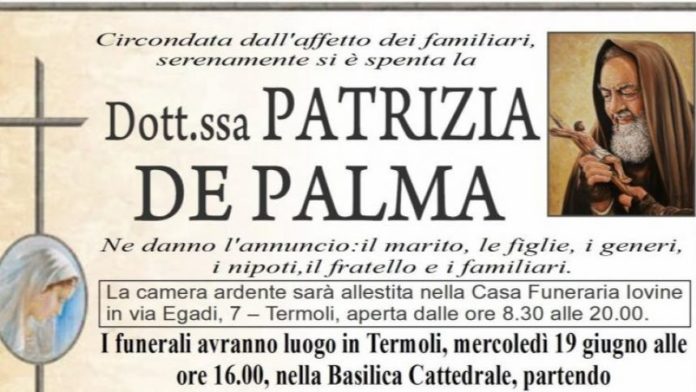 Lutto per Remo Di Giandomenico, morta la moglie Patrizia De Palma
