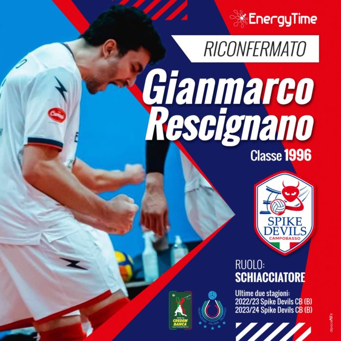 Volley, EnergyTime Spike Devils, conferma anche per Rescignano. L’entusiasmo del laterale: «L’A3 culmine della mia carriera»