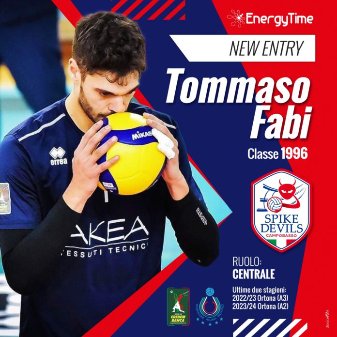 Volley, A3, EnergyTime Spike Devils, al centro arriva Tommaso Fabi. I ‘diavoletti’ potranno contare sulle sue qualità a tutto tondo