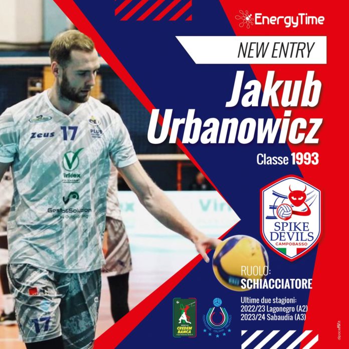 Volley, A3, EnergyTime Spike Devils, arriva il primo straniero nella storia rossoblù: dalla Polonia c’è lo schiacciatore Urbanowicz