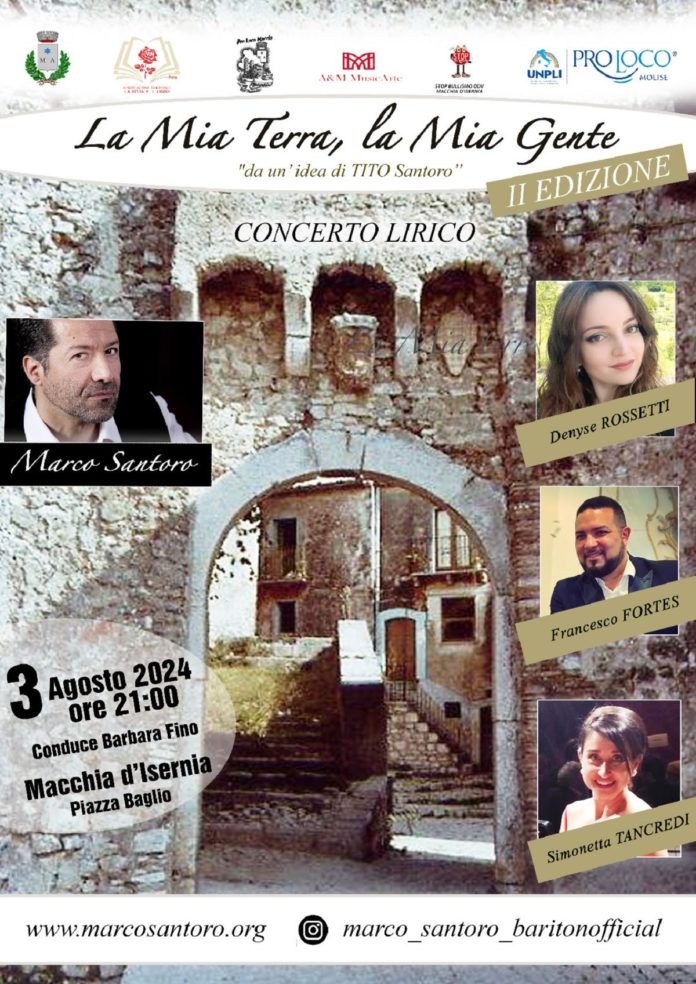 Macchia d’Isernia, questa sera il concerto del Baritono Marco Santoro