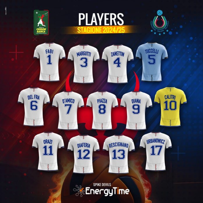 Volley, A3, EnergyTime Spike Devils, definiti i numeri di maglia. Tra conferme, scaramanzie e curiosità storiche tutte le cifre