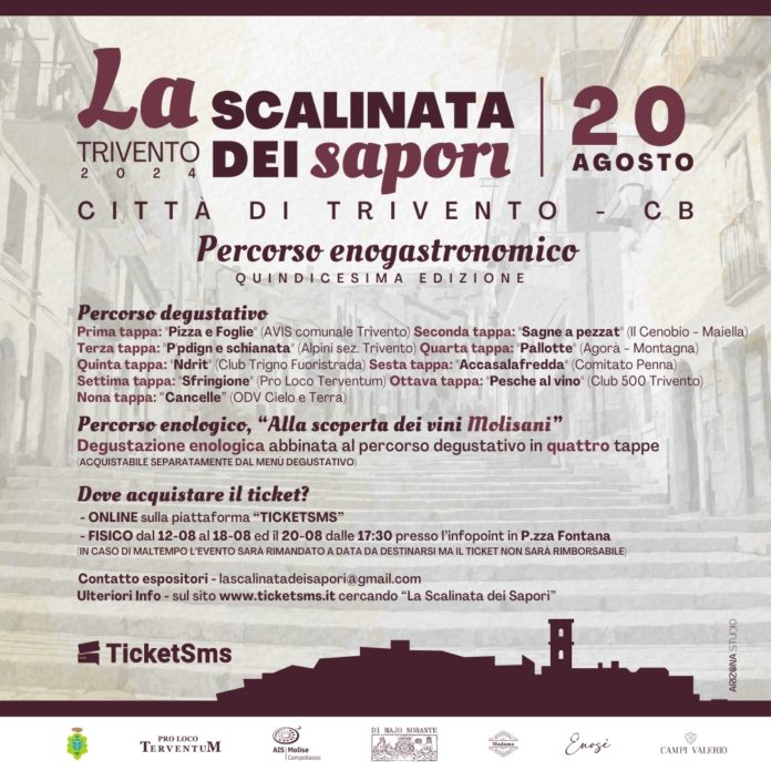 Tutto pronto per “La Scalinata dei Sapori”, quindicesima edizione nel centro storico di Trivento