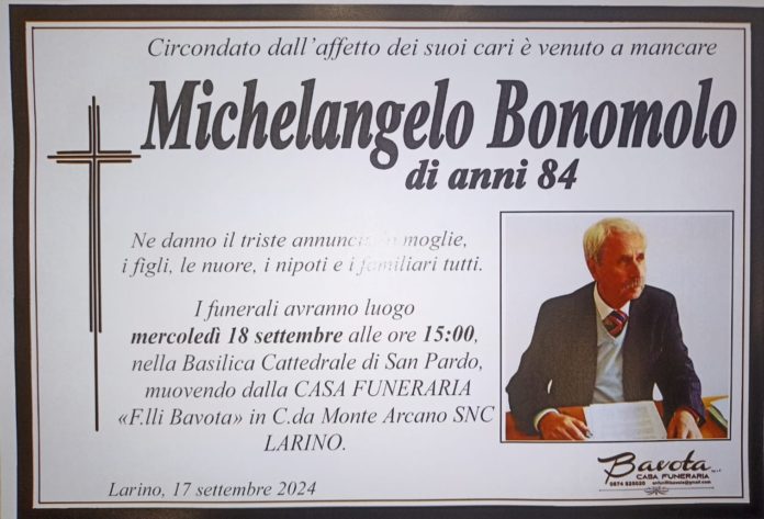 Morto a 84 anni l’ex consigliere regionale Michelangelo Bonomolo