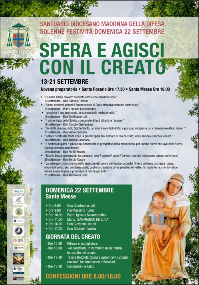 Madonna della Difesa, in corso la Novena di preparazione alla festa di domenica 22 settembre 2024 – Giornata del creato