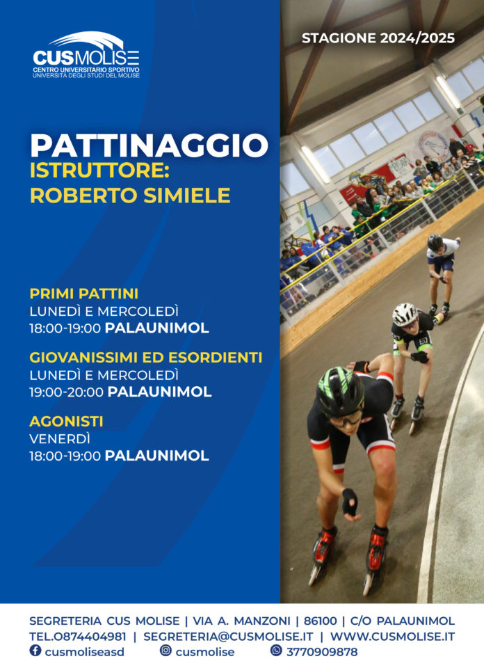 Cus Molise, il corso di pattinaggio è pronto a ripartire. Il maestro Simiele: “Proviamo a raccogliere grandi soddisfazioni”