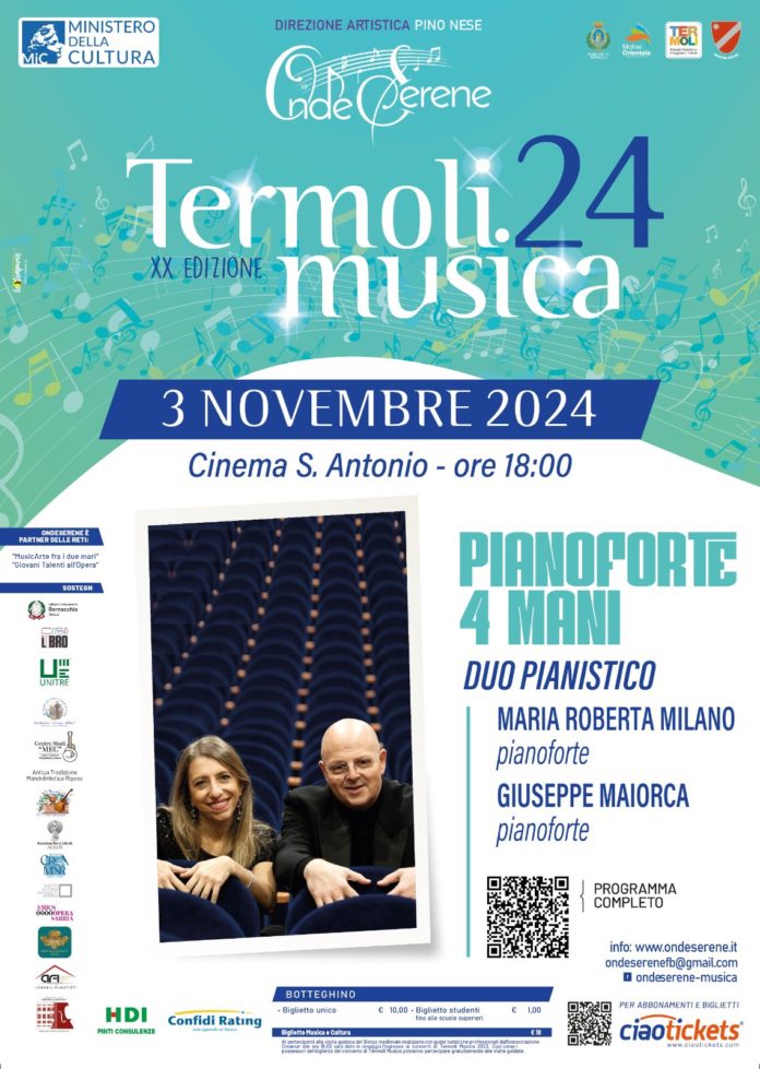 Termoli musica 2024: pianoforte 4 mani. Duo pianistico