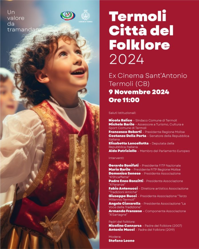 Il 9 novembre Termoli sarà insignita del titolo di “Città del Folklore 2024”