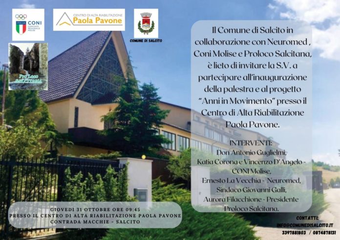 Progetto “Anni in movimento”, si inaugura la palestra al Centro di alta riabilitazione “Paola Pavone” di Salcito