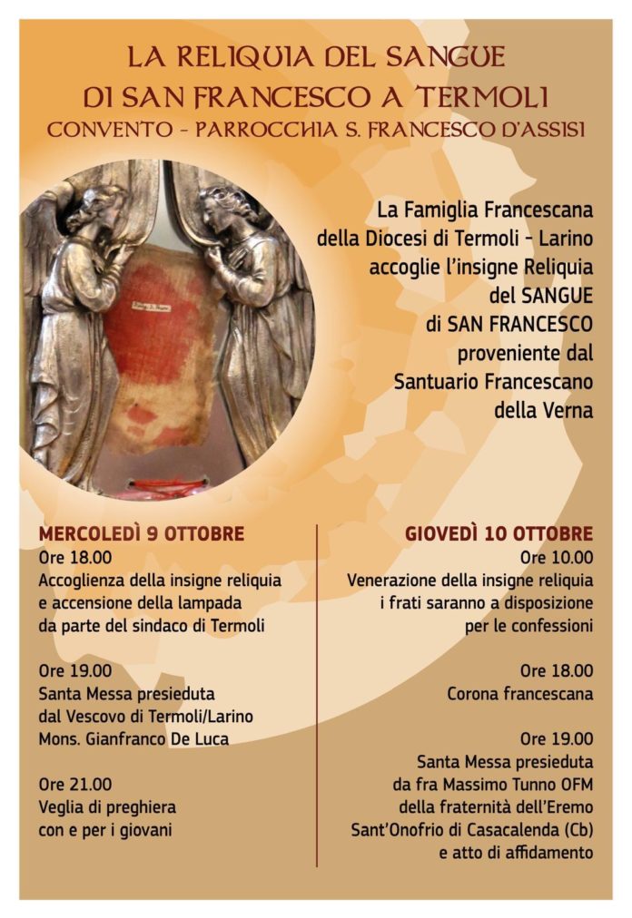 La reliquia del sangue di San Francesco a Termoli il 9-10 ottobre