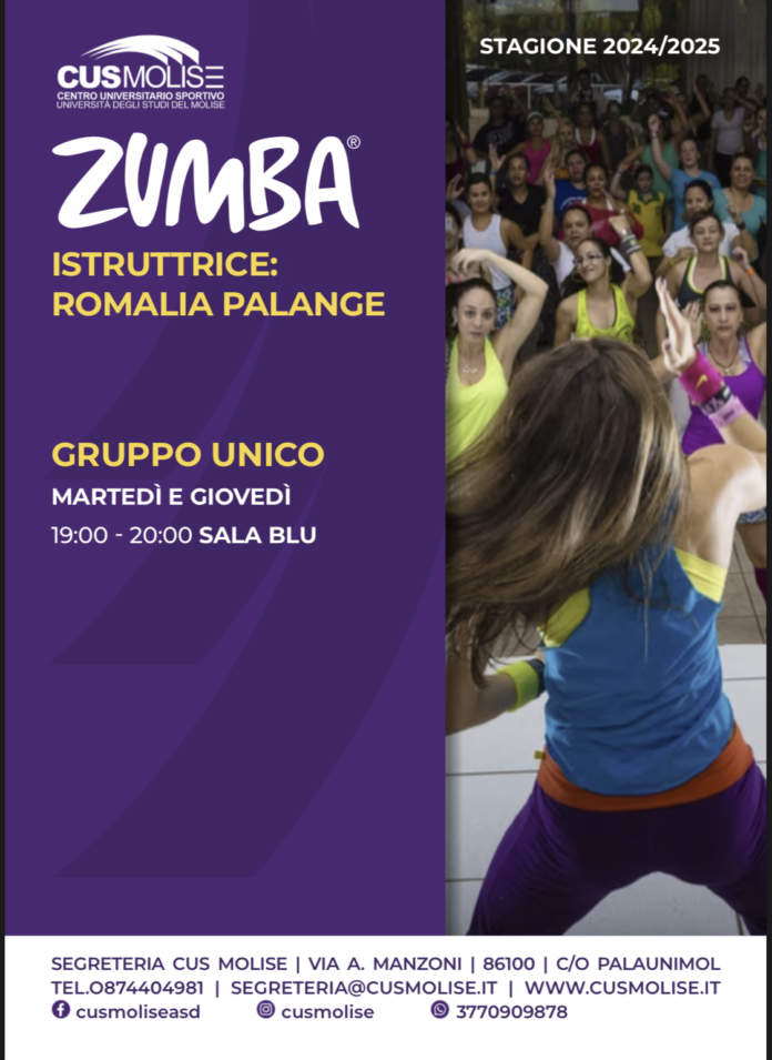 Cus Molise, nel panorama del fitness è partito il corso di zumba con Romalia Palange