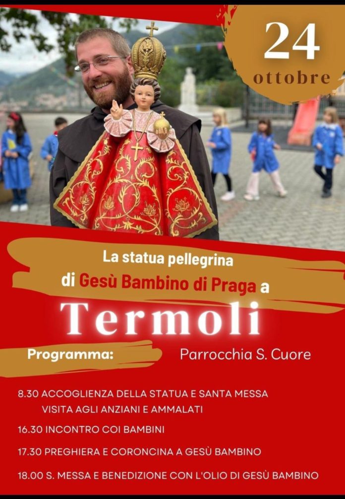 Termoli: la parrocchia Sacro Cuore accoglie la statua pellegrina di Gesù Bambino di Praga