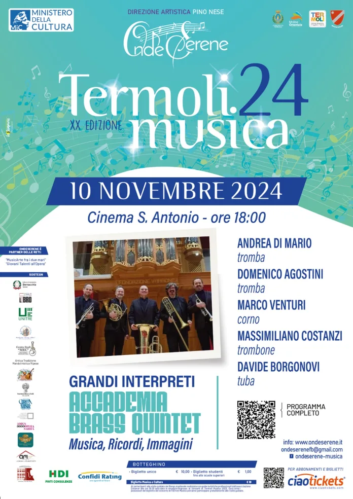 Termoli Musica 2024: il concerto dell’Accademia Brass Quintet