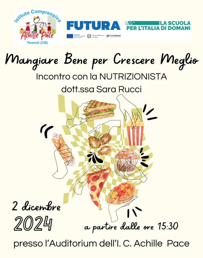 “Mangiare bene per crescere meglio”: all’Istituto Achille Pace incontro con la nutrizionista per parlare di salute e benessere a tavola e a scuola