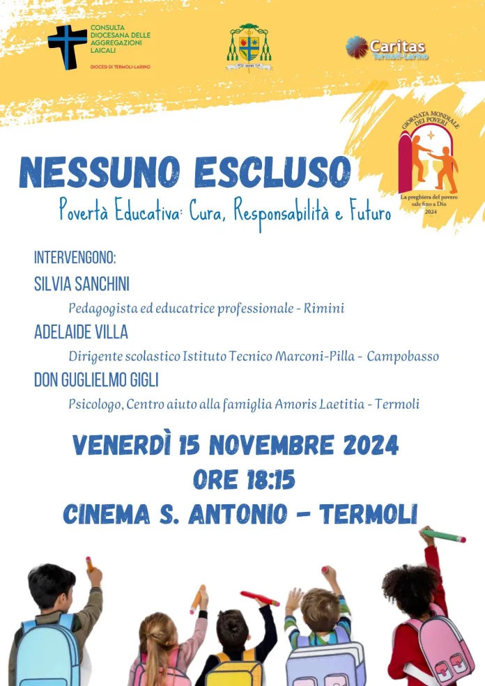 Termoli: convegno dal titolo “Nessuno escluso- povertà educativa: cura, responsabilità e futuro”