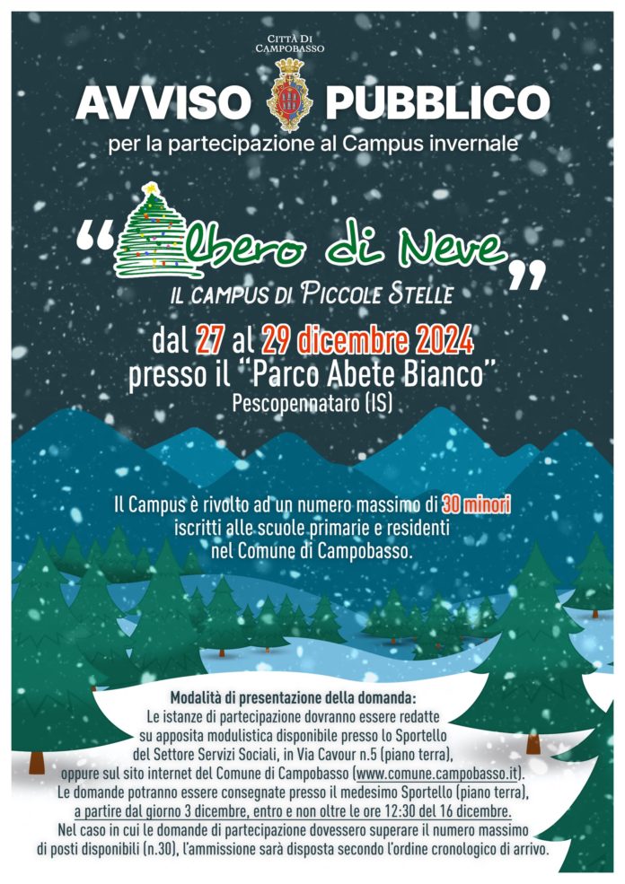 Campus invernale a Pescopennataro per i bimbi campobassani, al via le domande
