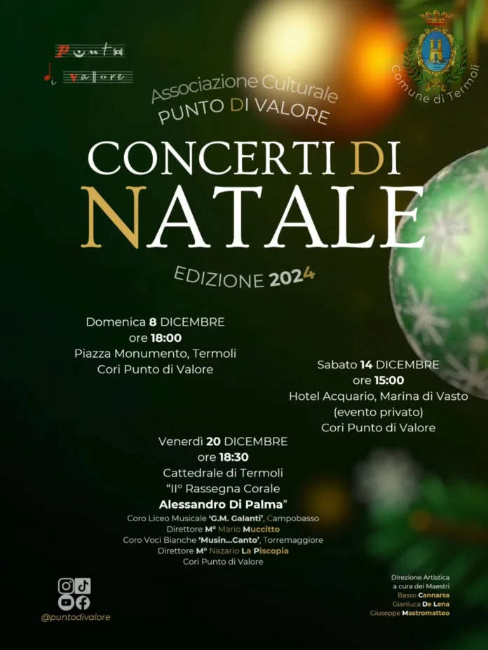 Tre concerti di Natale proposti dall’associazione culturale “Punto di Valore”