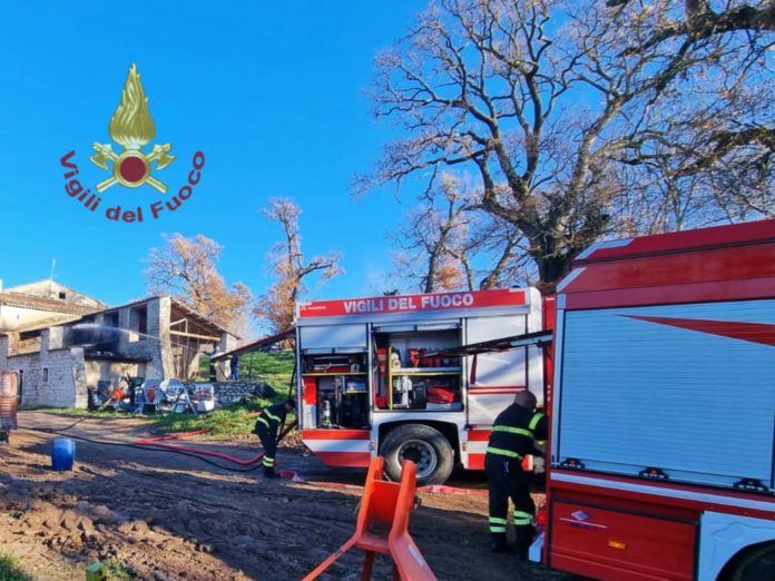 In fiamme una legnaia a Jelsi, rogo domato dai Vigili del fuoco